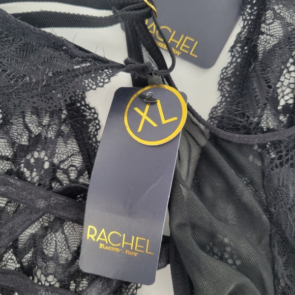Rachel Roy Bodysuit Lace Romantic Goth Coquette Fairy Black Size XL New - Picture 3 of 4